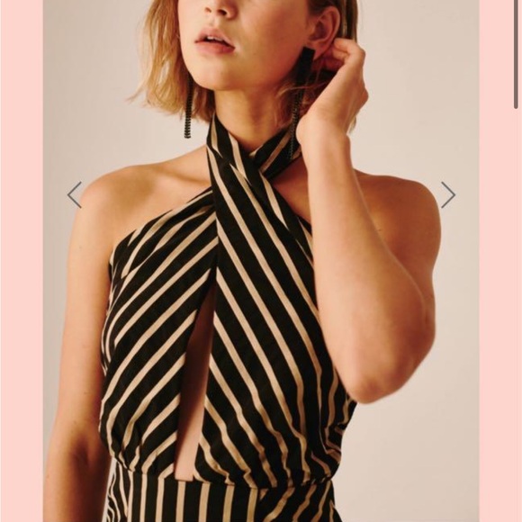 NWT C/MEO Collective High as Hope Midi Dress in Black Stripe - Picture 11 of 13